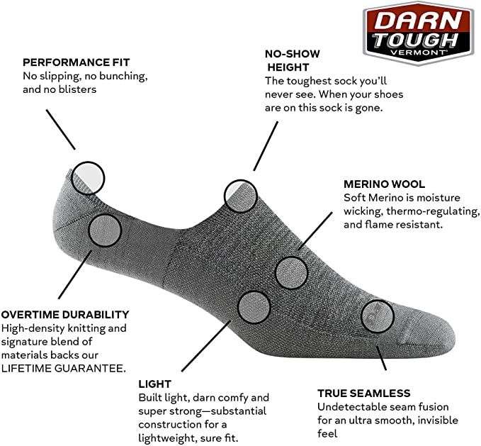 Darn Tough (6055) Topless Solid No Show Hidden Lightweight Men's Sock