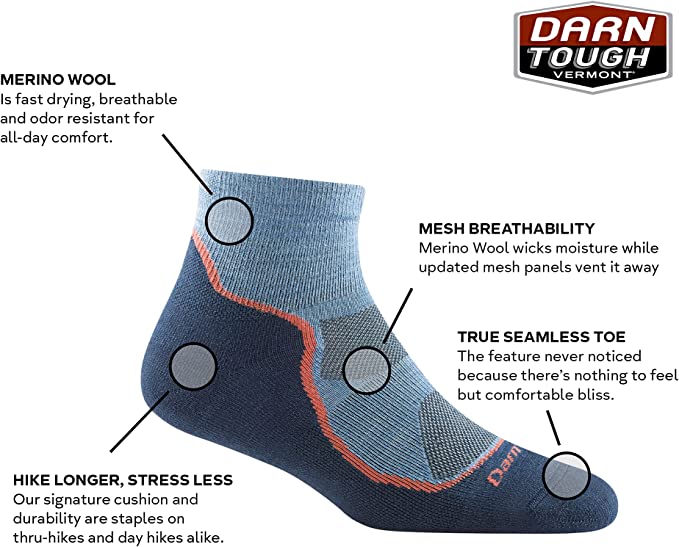 Darn Tough (1987) Light Hiker 1/4 Lightweight with Cushion Women's Sock