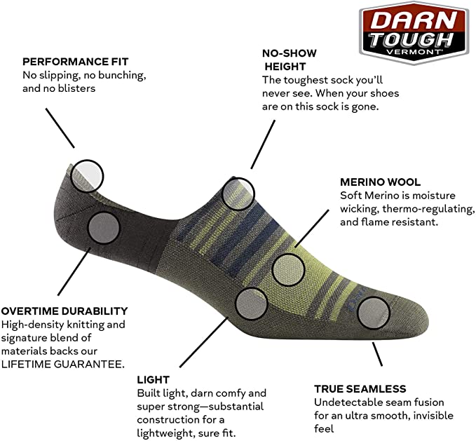 Darn Tough (6057) Topless Stripe No Show Hidden Lightweight Men's Sock