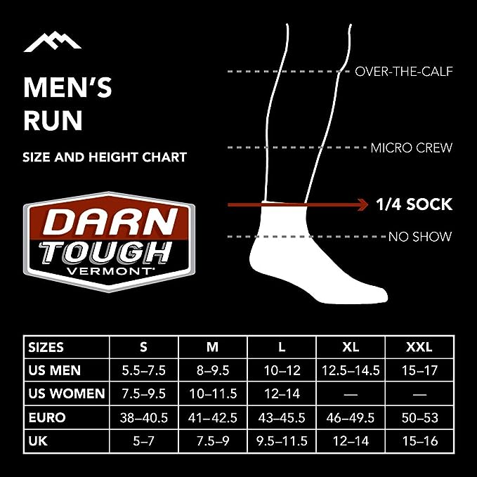 Darn Tough (1040) Run 1/4 Ultra-Lightweight with Cushion Men's Sock